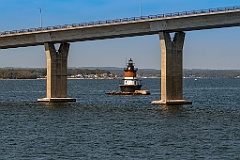 Plum Beach Lighthouse Under Jamestown Bridge